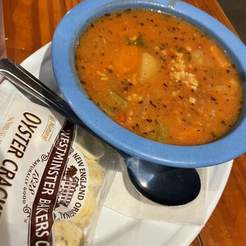 Brutus Land & Sea - a bowl of soup and chips - Seafood Markets Near Me - Marathon, Florida Brutus Land & Sea - a bowl of soup and chips - Seafood Markets Near Me - Marathon, Florida