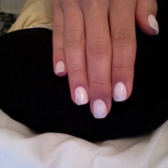 Lush Nail Studio - It's difficult to see, but I have an off white color with a glitter ombrè in silver. I love them!! Thanks Kelly !! - Waxing Near Me - Tustin, California