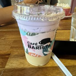 White chocolate lavender latte with ube cream