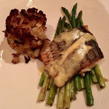 Bobby Van's Steakhouse - Pan seared rockfish with hollandaise sauce on top of grilled asparagus and a crab and hash cake. Overcooked and dry! - Steakhouses Near Me - Washington, DC, District of Columbia Bobby Van's Steakhouse - Pan seared rockfish with hollandaise sauce on top of grilled asparagus and a crab and hash cake. Overcooked and dry! - Steakhouses Near Me - Washington, DC, District of Columbia