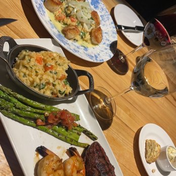 Devon Seafood & Steak - Surf and turf with asparagus and lobster risotto - Seafood Near Me - Oakbrook Terrace, Illinois Devon Seafood & Steak - Surf and turf with asparagus and lobster risotto - Seafood Near Me - Oakbrook Terrace, Illinois