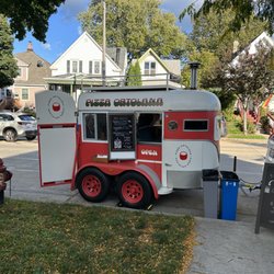 Pizza Ortolana - Piiza Ortolana's converted 1960s trailer, serving outside Supermoon Beer Company on Sat., Oct. 7, 2023.