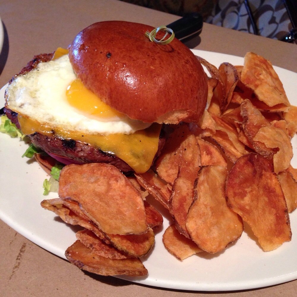 Bonefish Grill - Kobe beef + Egg burger with homemade chips - Seafood Near Me - Denver, Colorado Bonefish Grill - Kobe beef + Egg burger with homemade chips - Seafood Near Me - Denver, Colorado