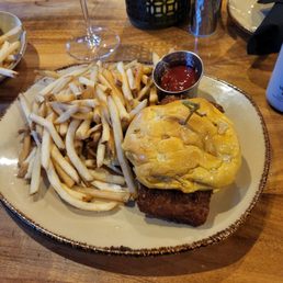 My fish sandwich and French fries. You can see it's a big size of fish