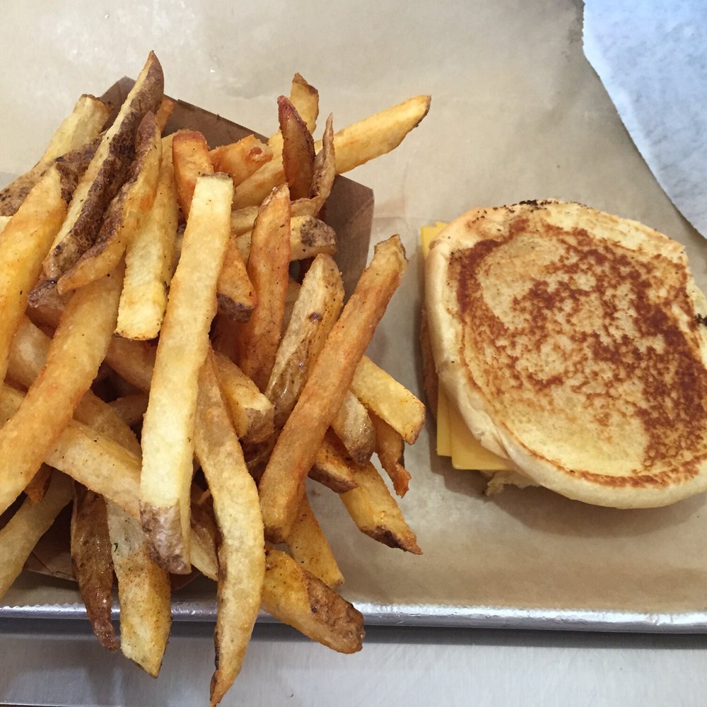 Burger 7 - Tiny grilled cheese and small fries. You get what you pay for, I guess. - Burgers Near Me - Falls Church, Virginia