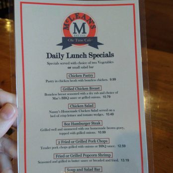 McLean's Ole Time Cafe - Daily Lunch Special Menu - Breakfast & Brunch Near Me - Zebulon, North Carolina