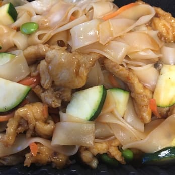 Fire Bowl Cafe - Closer of view of my to go Chicken with Thai Veggie Mix, Thai Pepper sauce with flat rice chow fun (gluten free) - Chinese Near Me - Round Rock, Texas Fire Bowl Cafe - Closer of view of my to go Chicken with Thai Veggie Mix, Thai Pepper sauce with flat rice chow fun (gluten free) - Chinese Near Me - Round Rock, Texas