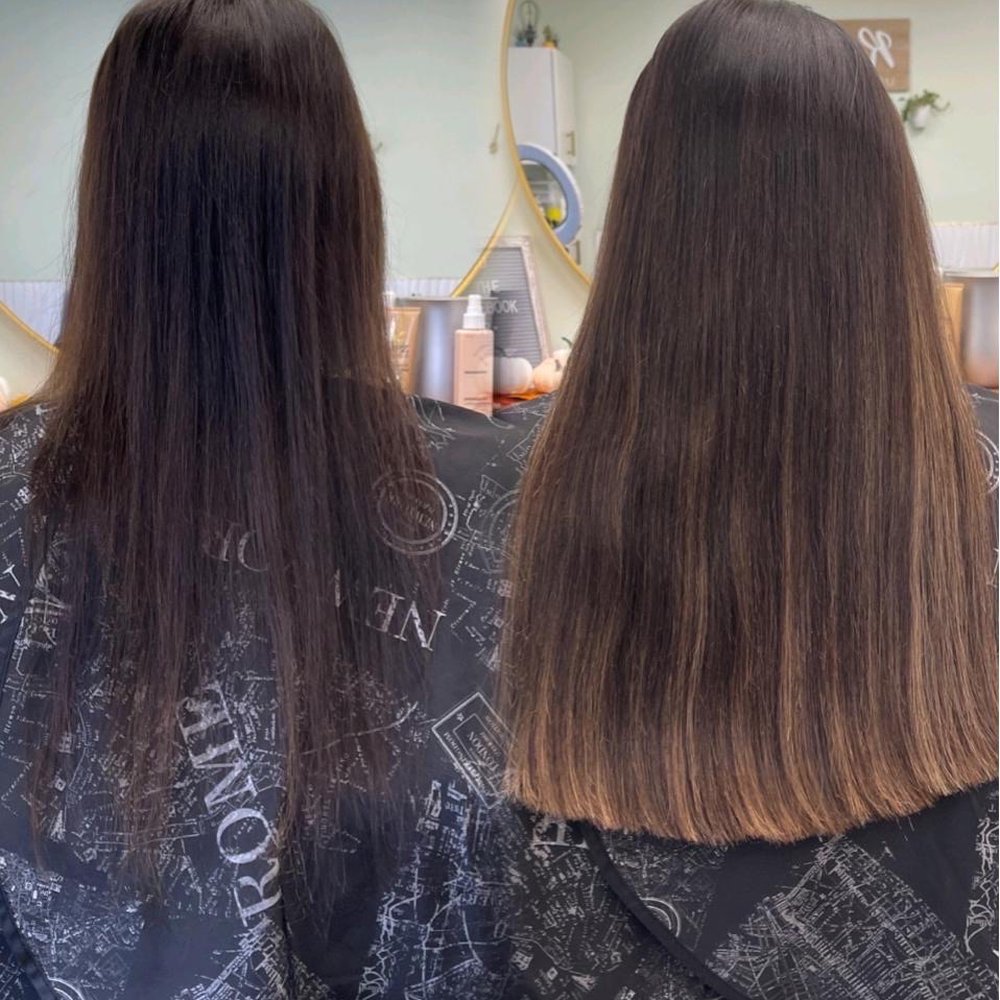 Haven Holistic Salon - Before and after. She takes my super baby fine and thin hair and turns it into this confidence making masterpiece every time. - Hair Extensions Near Me - Matthews, North Carolina Haven Holistic Salon - Before and after. She takes my super baby fine and thin hair and turns it into this confidence making masterpiece every time. - Hair Extensions Near Me - Matthews, North Carolina