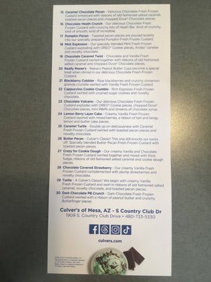 Menu photo 1 Culver's Mesa, AZ