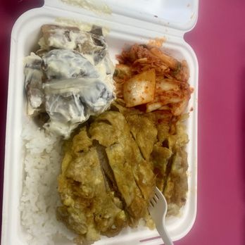 Tasty Korean BBQ - My plate Mini meat Chun , rice, Kimchi and the potato salad - Korean Near Me - Mililani, Hawaii Tasty Korean BBQ - My plate Mini meat Chun , rice, Kimchi and the potato salad - Korean Near Me - Mililani, Hawaii