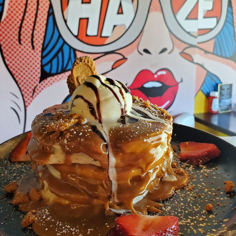 Haze Restaurant + Lounge - Lotus Biscoff Stacked Pancakes - Hookah Bars Near Me - Richmond Hill, Ontario