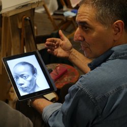The Art Students League of New York - Instructor showing drawings in our studios.