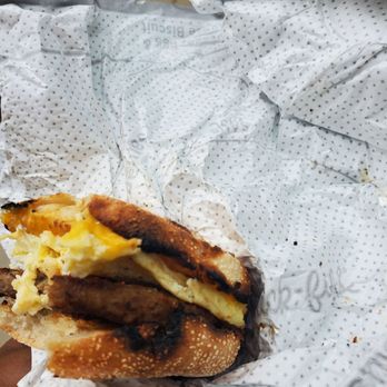 Chick-fil-A - Burnt crispy muffin , not tasty. 8.28.2024 - Fast Food Near Me - Los Angeles, California
