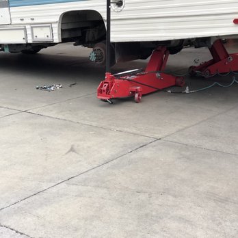 America's Tire - Using two 10 ton jacks to lift a 6 ton RV. - Tires Near Me - Campbell, California