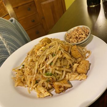 Tuptim Thai Restaurant - Chicken Phad Thai with tofu added. - Thai Near Me - Wichita, Kansas Tuptim Thai Restaurant - Chicken Phad Thai with tofu added. - Thai Near Me - Wichita, Kansas