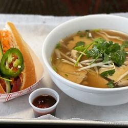 Le Bledo Eatery - Pick 2 options: Half banh-mi Sandwich and half pho pictured here.