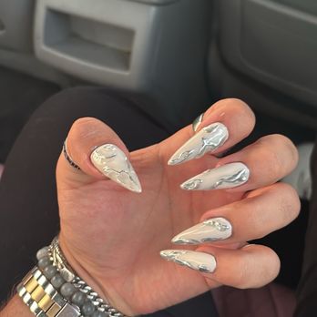 Aloha Nail Spa - Gel x nails with a chrome design. - Nail Salons Near Me - Tustin, California