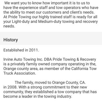 Pride Towing & Recovery - According to Yelp they serve the community and are available to meet customer needs. This is far from the truth. - Towing Near Me - Anaheim, California Pride Towing & Recovery - According to Yelp they serve the community and are available to meet customer needs. This is far from the truth. - Towing Near Me - Anaheim, California