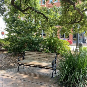 Wright Square - 06.30.20 benches beneath the large oaks that now dominate Wright Square - Parks Near Me - Savannah, Georgia