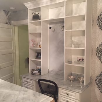 Econize Closets & Blinds - This is the make-up vanity area in my closet. They configured this so an extension cord can go right in my hair dryer drawer. - Cabinetry Near Me - Falls Church, Virginia