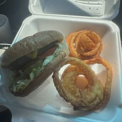 Lighthouse Drive-In - Cheeseburger and onion rings