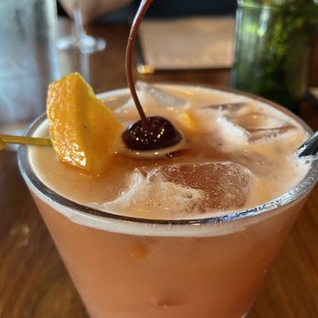 Skyline - Rum runner! Dark rum, silver rum, banana, blackberry, pomegranate, orange, pineapple and a great cherry! What's not to love!! - New American Near Me - Lynchburg, Virginia Skyline - Rum runner! Dark rum, silver rum, banana, blackberry, pomegranate, orange, pineapple and a great cherry! What's not to love!! - New American Near Me - Lynchburg, Virginia