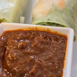 Blessing Thai Restaurant - Rich peanut sauce with the spring rolls.