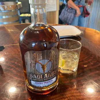 Badlands Artisan Distillery - Bottle of plum vodka and the Lavender Fizz made with plum vodka. - Distilleries Near Me - La Pine, Oregon