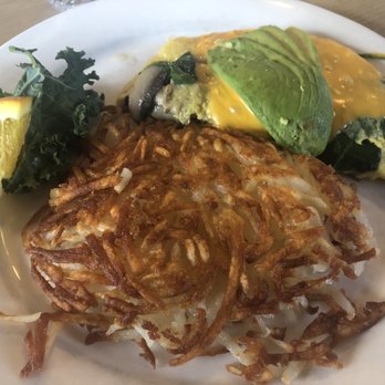Red Rock Cafe - My omelette with spinach, mushrooms and avocado and hash brown. - Breakfast & Brunch Near Me - Sedona, Arizona Red Rock Cafe - My omelette with spinach, mushrooms and avocado and hash brown. - Breakfast & Brunch Near Me - Sedona, Arizona