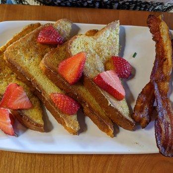 Ruby Sunshine Knoxville - French toast with strawberries and an extra side of bacon at Ruby Sunshine - Breakfast & Brunch Near Me - Knoxville, Tennessee Ruby Sunshine Knoxville - French toast with strawberries and an extra side of bacon at Ruby Sunshine - Breakfast & Brunch Near Me - Knoxville, Tennessee