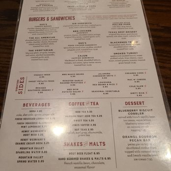 Gus's BBQ - Menu back - Barbeque Near Me - Porter Ranch, California