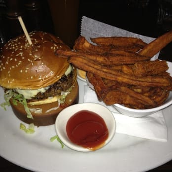 Lucky Monk - Hot Head Burger with Sweet Potato Fries - American Near Me - Barrington, Illinois Lucky Monk - Hot Head Burger with Sweet Potato Fries - American Near Me - Barrington, Illinois