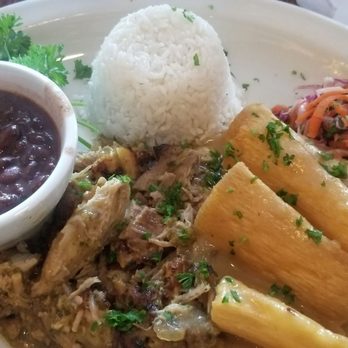 Pambiche - Black beans white rice, pulled pork in some gravy. Very good. The yuca frita tasted stale and maybe a bit old. - Cuban Near Me - Portland, Oregon Pambiche - Black beans white rice, pulled pork in some gravy. Very good. The yuca frita tasted stale and maybe a bit old. - Cuban Near Me - Portland, Oregon