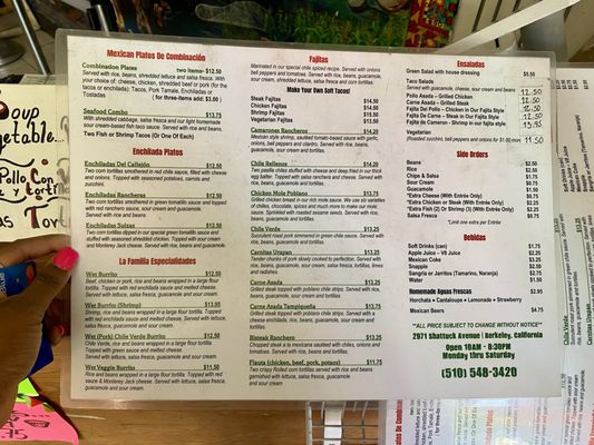 Menu photo 3 Taqueria La Familia Berkeley, CA Menu photo 3 Taqueria La Familia Berkeley, CA