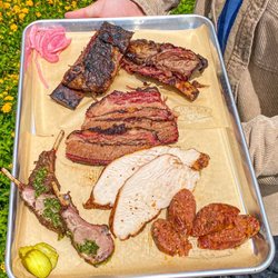 Craft by Smoke and Fire - Meat Platter: Lamb Chops with Chimichurri, Sausage w/ Jalapeño, Smoked Turkey Breast, Brisket, Beef Ribs