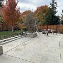 Backyard with planters and steps