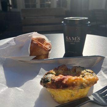 Sam's General Store - Apricot Kouign aman. Tomato and spinach frittata. Turmeric cappuccino (forgot what it was called). - Coffee & Tea Near Me - Calistoga, California Sam's General Store - Apricot Kouign aman. Tomato and spinach frittata. Turmeric cappuccino (forgot what it was called). - Coffee & Tea Near Me - Calistoga, California