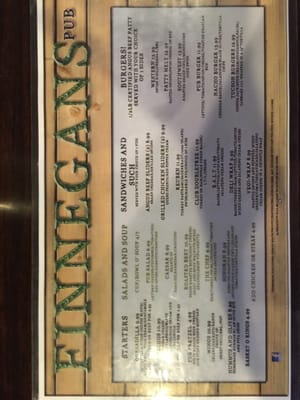 Menu photo 8 Finnegan's Pub Tucson, AZ