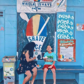 Waiola Shave Ice - Enjoying the shave ice - Ice Cream & Frozen Yogurt Near Me - Honolulu, Hawaii