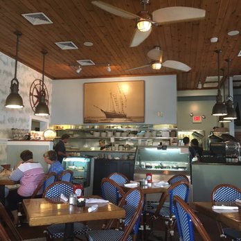 Blue Water Cafe - The interior (sit outside if available) has a picture of the schooner Lucy Evelyn. - Seafood Near Me - Haven Beach, New Jersey