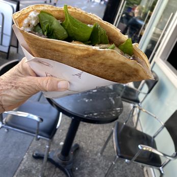 Cafe Crepe - This is how they serve it - in a cardboard cone. - Creperies Near Me - Vancouver, British Columbia