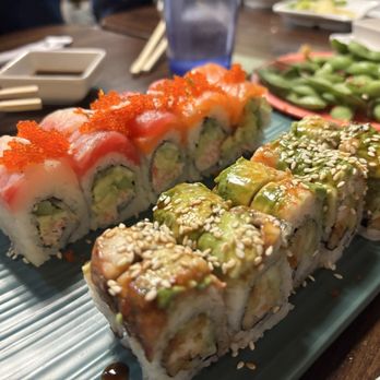 Oishi Sushi - Rainbow Roll (10) and Dragon roll - Sushi Bars Near Me - Carson City, Nevada Oishi Sushi - Rainbow Roll (10) and Dragon roll - Sushi Bars Near Me - Carson City, Nevada
