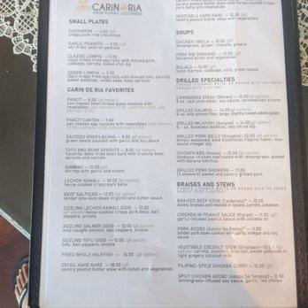 CARiN de RiA - Menu - Filipino Near Me - Encinitas, California