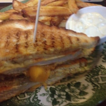 Cafe Sladkovský - Grilled chicken sandwich. YES that's cheddar cheese. YES those are homemade fries. - Cafes Near Me - Prague, Puerto Rico