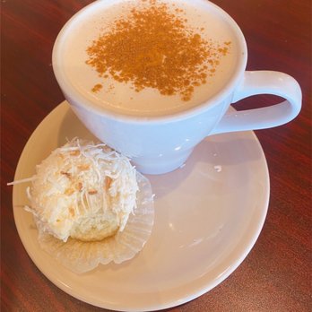 Dulce Capital - a cup of cappuccino and a muffin - Coffee & Tea Near Me - Santa Fe, New Mexico