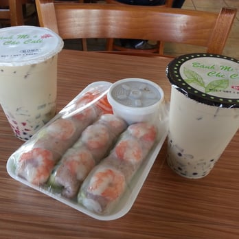 Banh Mi Che Cali - Shrimp Nem Spring Rolls w Boba Milk Tea, BOGO FREE - Vietnamese Near Me - Fullerton, California
