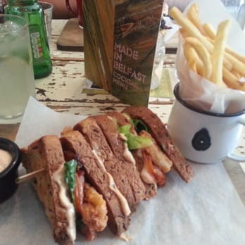 Made In Belfast - Gluten free calamari club sandwich off express lunch menu - Irish Near Me - Belfast, BFS Made In Belfast - Gluten free calamari club sandwich off express lunch menu - Irish Near Me - Belfast, BFS