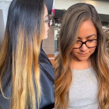 Fika Hair Studio - Please admire my ugly grown out and brassy hair before Lupe worked her magic! - Hair Stylists Near Me - Tukwila , Washington