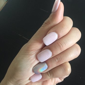 DC Nail Spa - I had Nexgen Dipping Powder Nails for $50 beautifully done by Lynn  I went for pink and hologram on the ring finger - Nail Salons Near Me - Washington, DC, District of Columbia