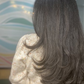 Abl Hair Studios - Dark brown color maintenance/ blowdry style on curly girl - Hair Salons Near Me - Brooklyn, New York Abl Hair Studios - Dark brown color maintenance/ blowdry style on curly girl - Hair Salons Near Me - Brooklyn, New York